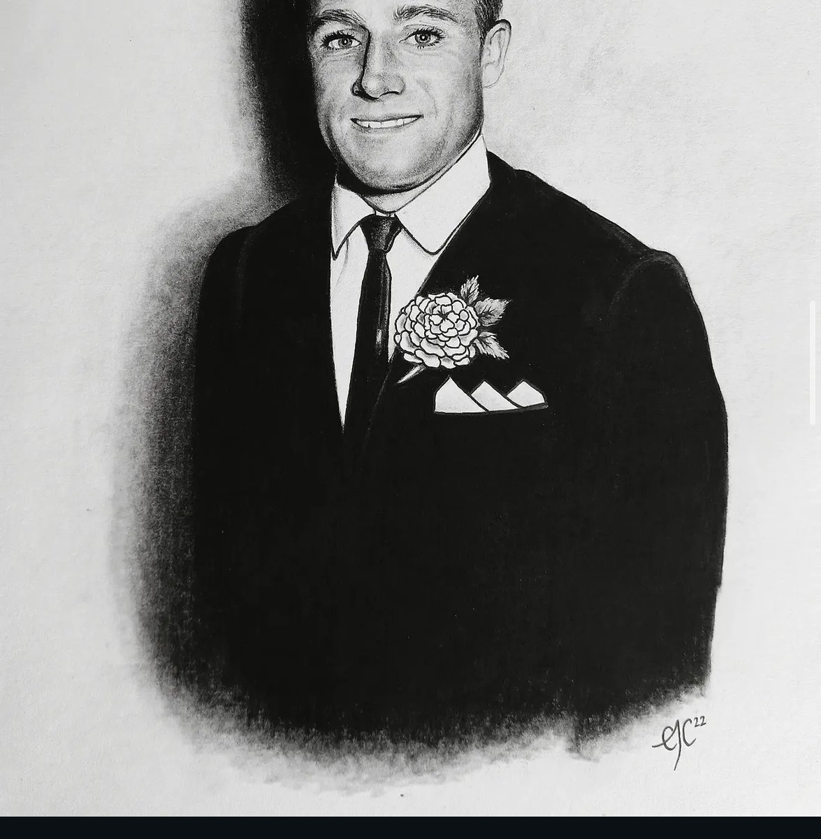 'Pops on his wedding day' graphite portrait