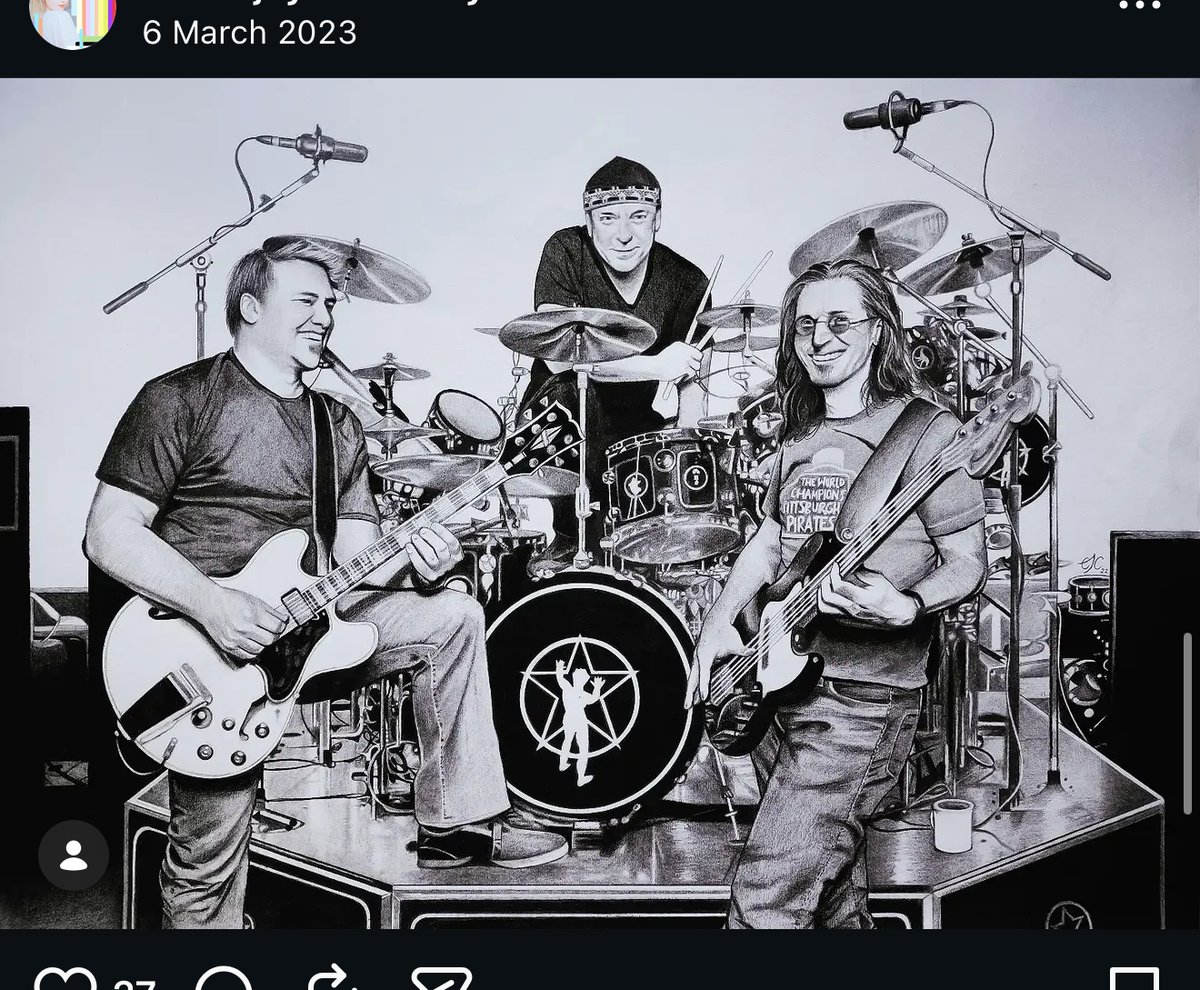 Rush band, charcoal portrait